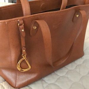 Brown leather tote